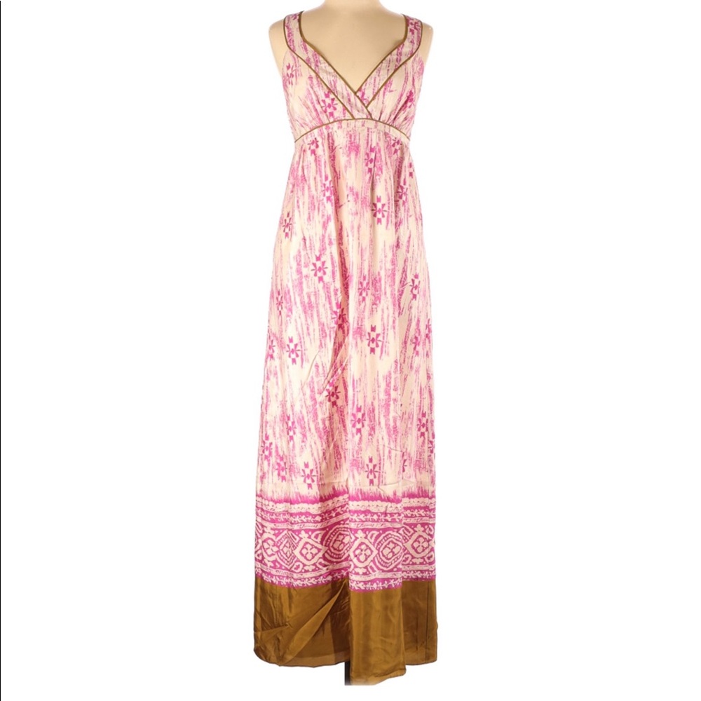 Ann Taylor LOFT dress Boho maxi 100% silk Size 6 Side Zip